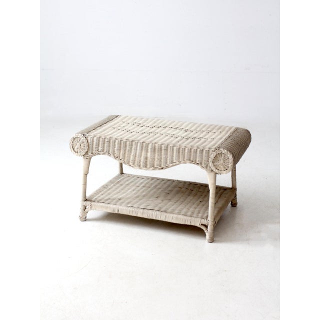 Antique White Wicker Coffee Table For Sale - Image 4 of 12