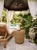 Camel Handcrafted Woven Seagrass Drum Side Table With Glass Top For Sale - Image 8 of 12