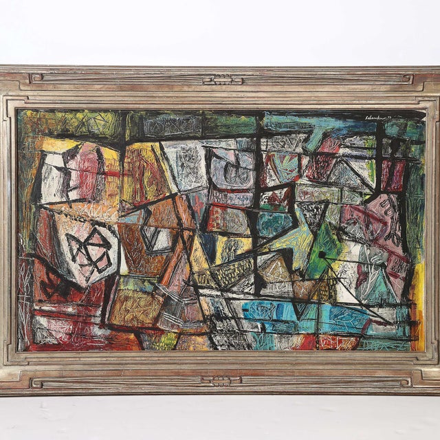 Textile Mid-Century Abstract Textural Composition in Oil on Canvas Painting by Louis Schanker For Sale - Image 7 of 18
