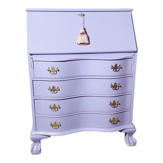 1990s Vintage Secretary Desk Refinished in French Lilac For Sale