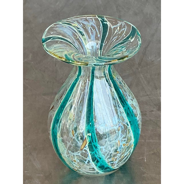 Glass Vintage Mdina Malta Glass Vase For Sale - Image 7 of 10