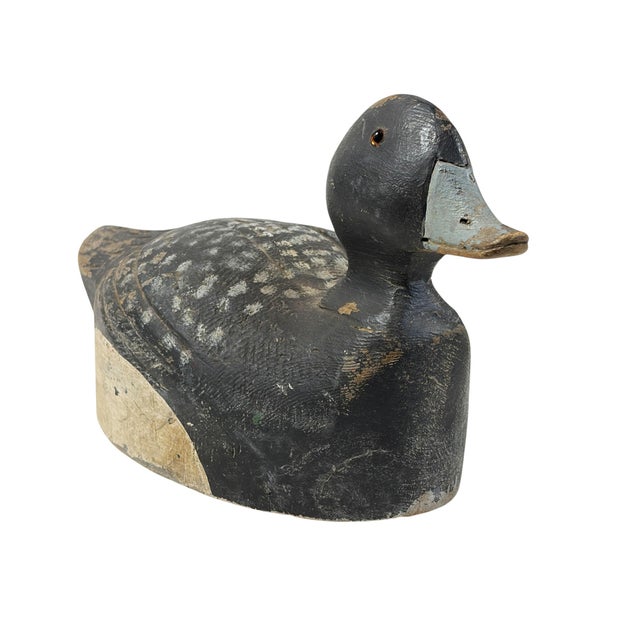Vintage 20th Century Hand Carved & Painted Old Bluebill Duck Decoy For Sale - Image 4 of 8