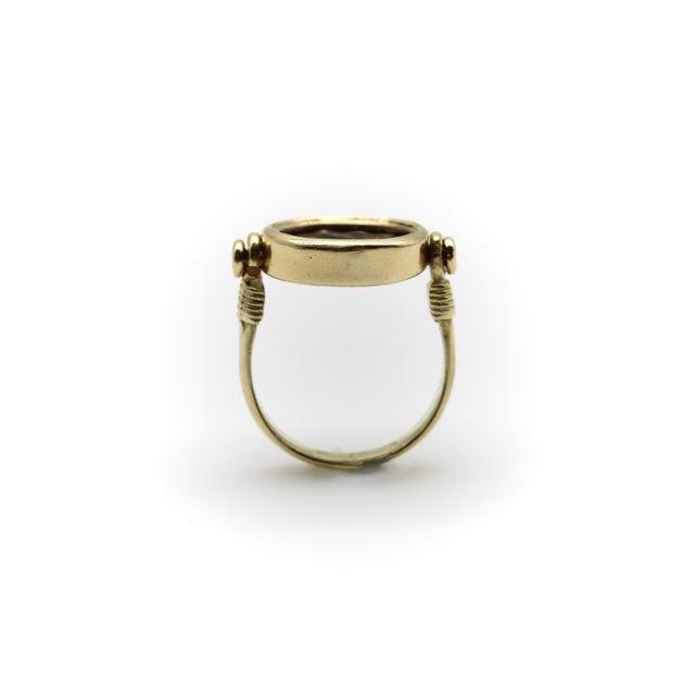 Gold Vintage 14k Gold Ancient Coin Flip Ring, Size 6.5 For Sale - Image 8 of 11