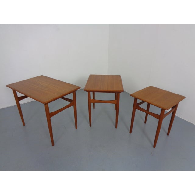 Vintage Teak Nesting Tables by Kai Kristiansen for Skovmand & Andersen, 1960s, Set of 3 For Sale - Image 13 of 18