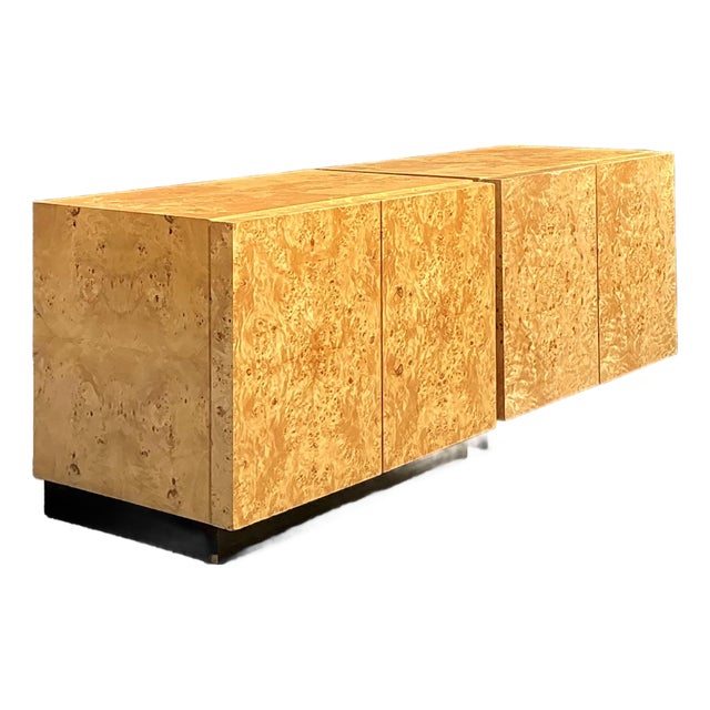 Vintage 1970s Burl Nightstands After Baughman - A Pair For Sale