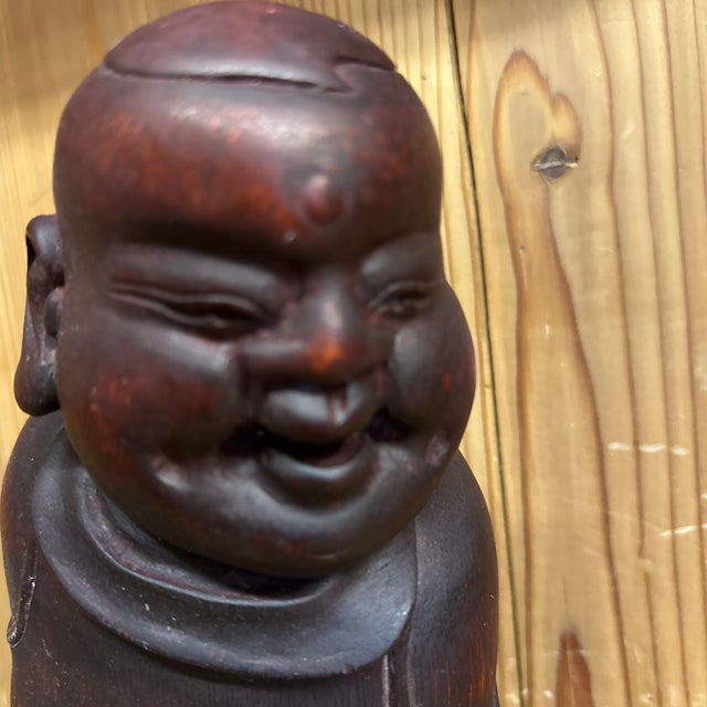 19c Buddha Chinese Head Rest- Carved From the Heart of a Palm Tree Opium Pillow. For Sale - Image 9 of 12