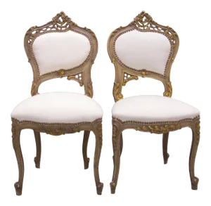 1920s Vintage Art Nouveau Highly Carved Chairs- A Pair