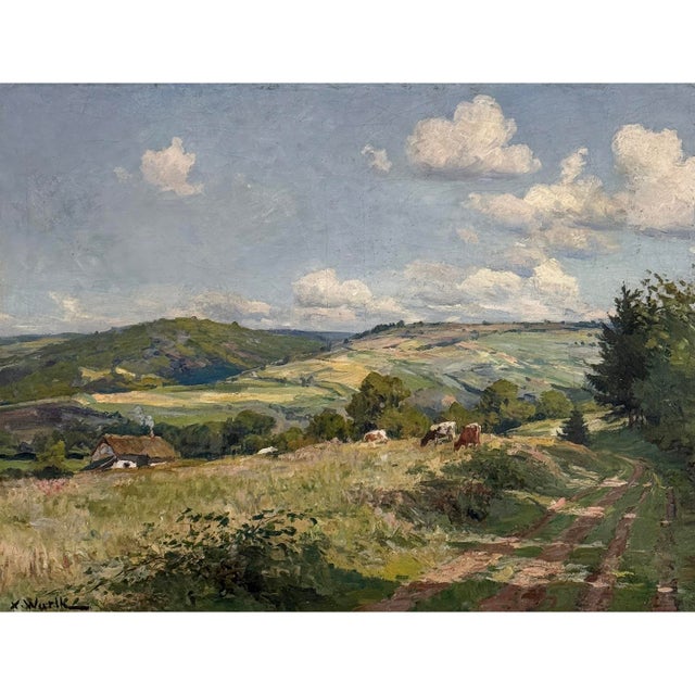 Traditional Antique Framed Oil Painting on Canvas by Xavier Wurth (1869-1933) For Sale - Image 3 of 16