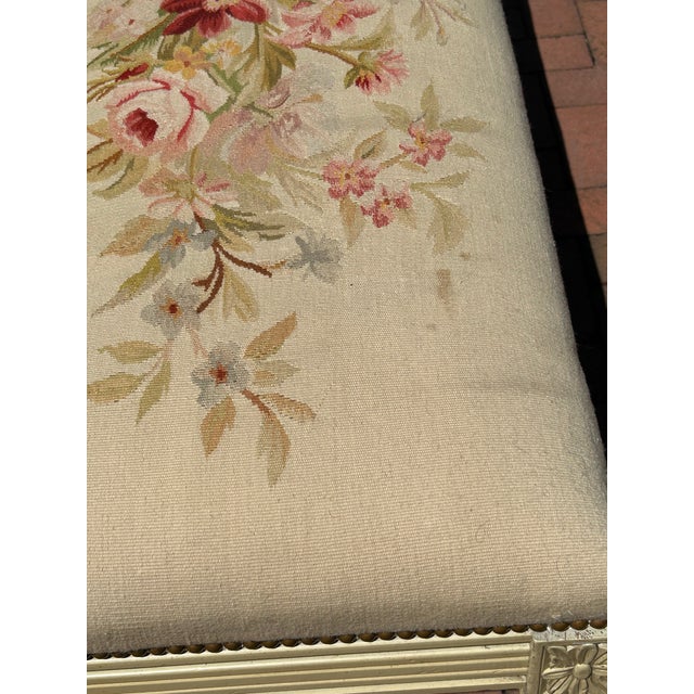 1980s Rectangular Vintage Bench With Tapestry Top For Sale - Image 5 of 12