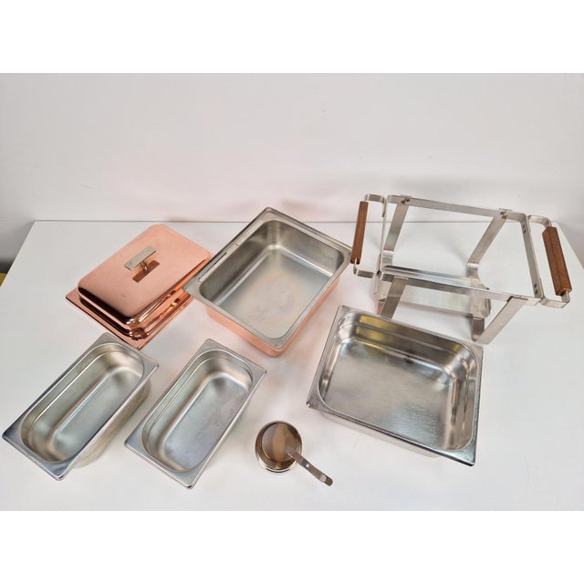 Vintage Copper-Plated Stainless Steel Spring Chafing Dish, Switzerland, 1980s For Sale - Image 14 of 18