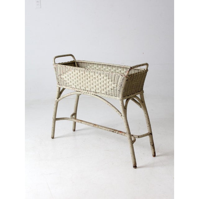 Antique Painted Wicker Planter For Sale - Image 4 of 12