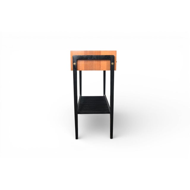 Wood Mid 20th Century Teak + Black Lacquer Console Table With Drawer For Sale - Image 7 of 12
