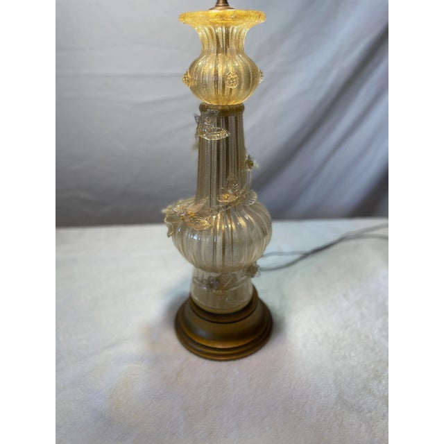 1940s Bubble Gold and Gold Leaf "Cordonato D'Oro" Murano Glass Lamp by Barovier & Toso For Sale - Image 10 of 13