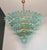 Mid-Century Modern Late 20th Century Murano Glass Palmette Chandelier - 160 Turquoise Glasses, Four-Tier, Gold Frame For Sale - Image 3 of 5