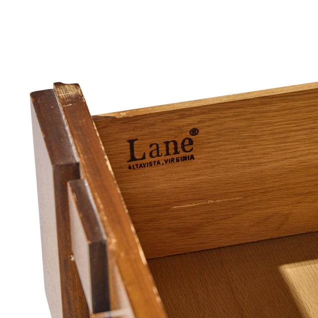 Lane Staccato Brutalist Mid Century Walnut Armoire Dresser For Sale - Image 10 of 10