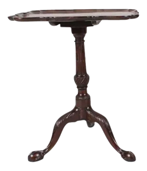 18th Century George III Carved Mahogany Tilt Top Pie Crust Occasional Tray Table