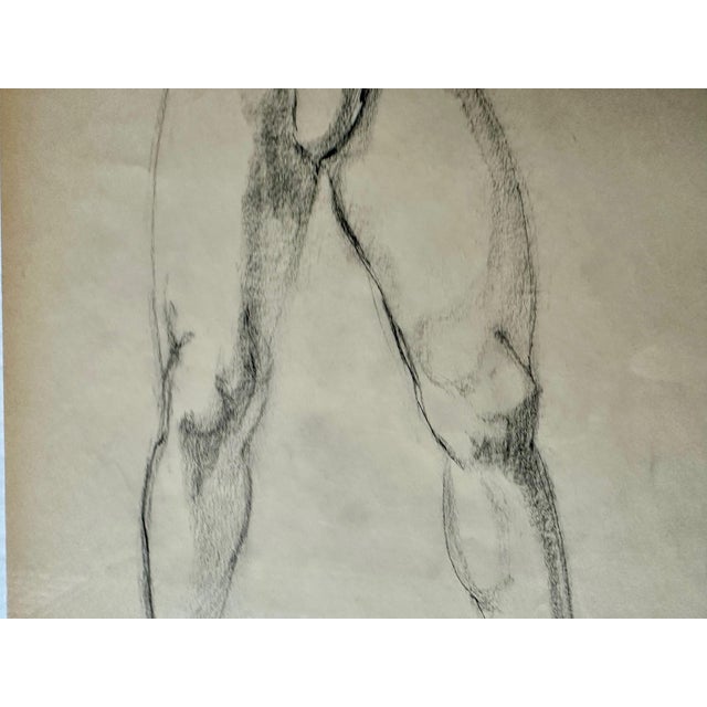 Pair Mid-Century Nude Man & Woman Drawings For Sale - Image 12 of 14