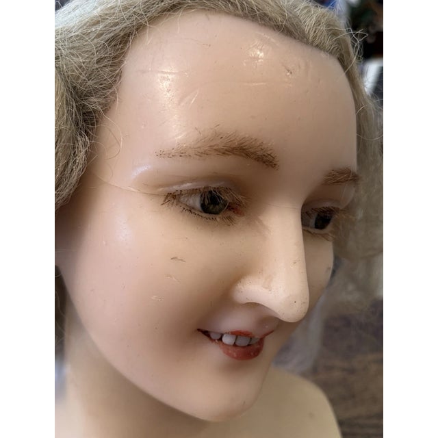 1900s Antique Wax Mannequin Head / French Store Display For Sale - Image 4 of 7
