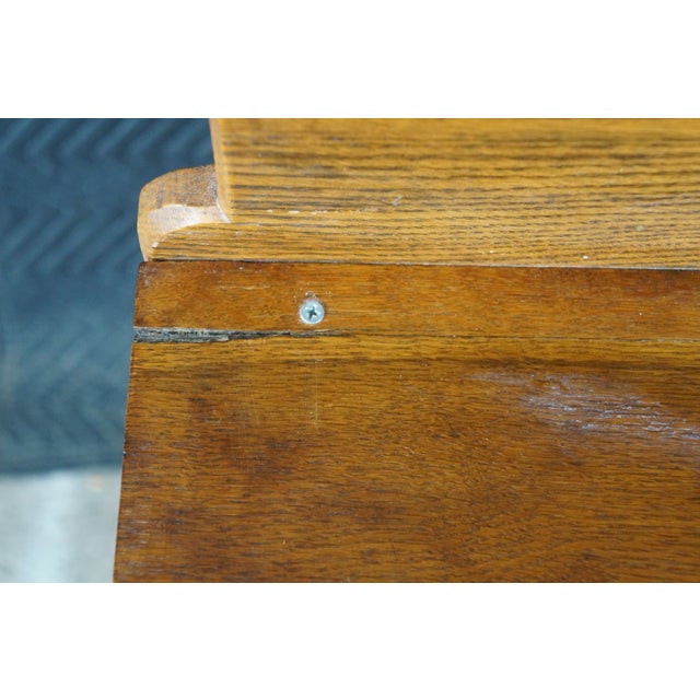 Antique American Victorian Oak Washstand Commode Chest Cabinet Backsplash For Sale - Image 4 of 18