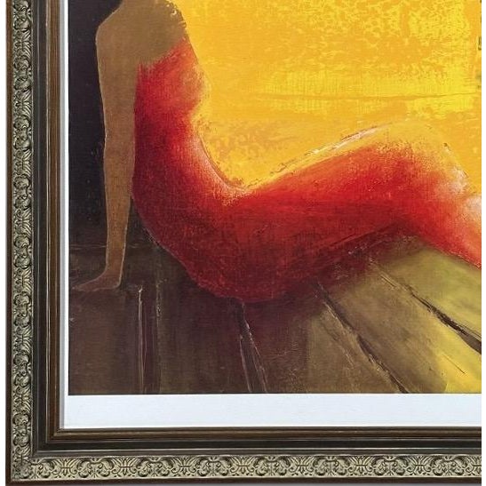 Mustard Framed Emile Bellet d'Or Et De Reve Signed Seriolithograph With Certificate of Authenticity For Sale - Image 8 of 13