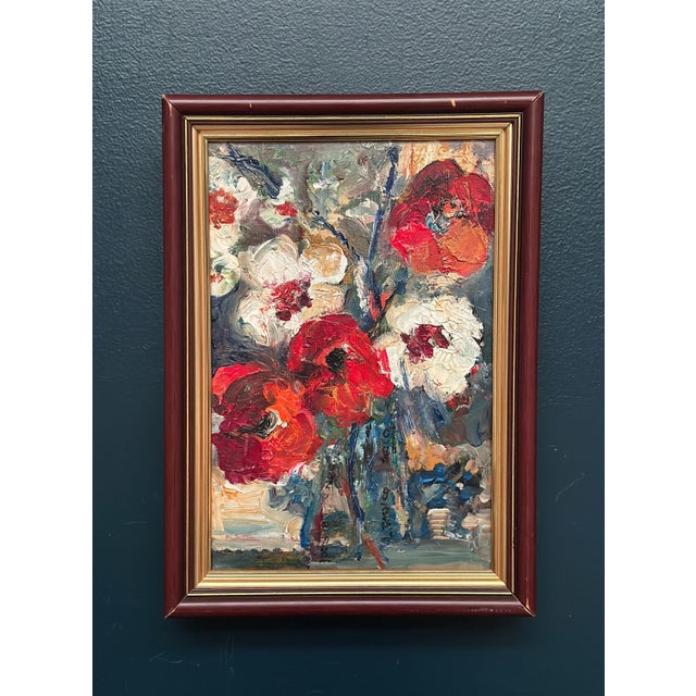 L. Stokes, Red Poppies and White Blossoms, 1960s, Oil Painting on Canvas, Framed For Sale - Image 15 of 18
