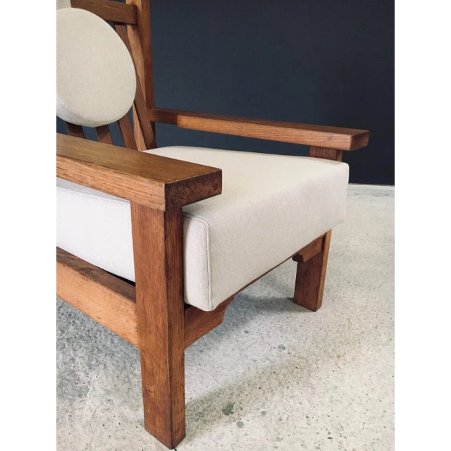 Brutalist Square Oak Lounge Chair, Belgium, 1950s For Sale - Image 17 of 18