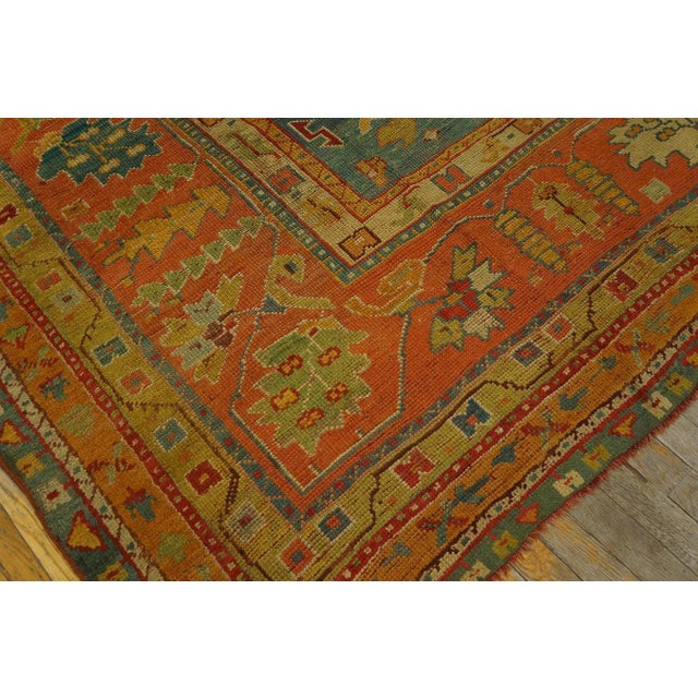 Marvelous Sky Blue Ground Color Medallion/Crest Pattern AntiqueTurkish Oushak Rug For Sale - Image 12 of 12