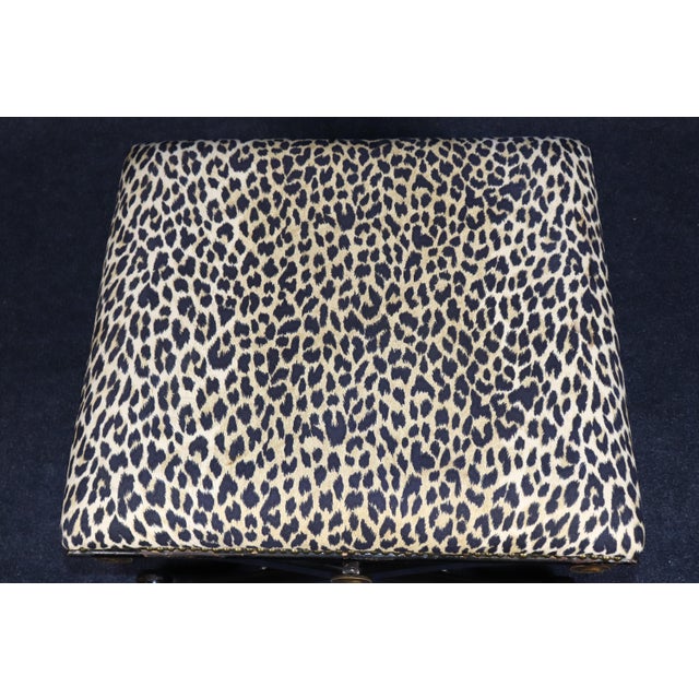 1970s 1970's Directoire Style Ebonized X Bench With Cheetah Print For Sale - Image 5 of 7