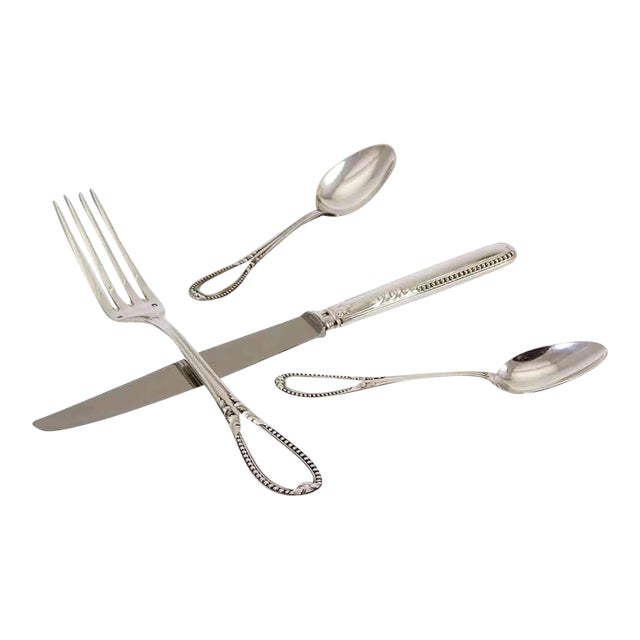 1990's Sterling Silver Hand-Crafted 4-Piece Flatware Place-Setting Talcy by Souche-Lapparra For Sale