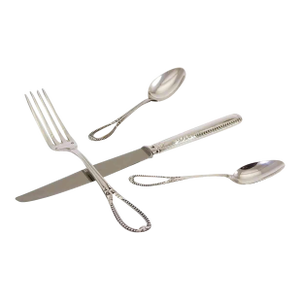1990's Sterling Silver Hand-Crafted 4-Piece Flatware Place-Setting Talcy by Souche-Lapparra