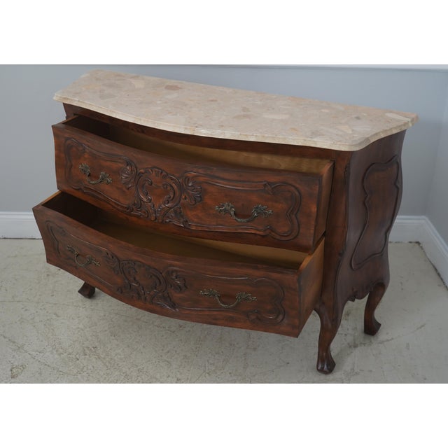 Italian Italian 3 Drawer Continental Walnut Finish Commode For Sale - Image 3 of 18