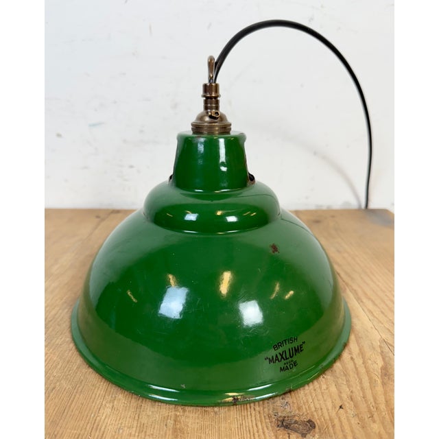 Industrial Green Enamel Factory Pendant Lamp from Maxlume, 1960s For Sale - Image 15 of 18