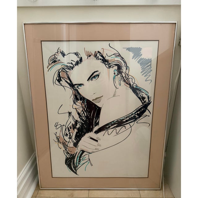 A striking late-1980s fashion artwork titled Lisa by celebrated illustrator Dennis Mukai, internationally recognized for...