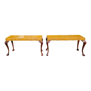 Pair of Vintage Drexel Et Cetera Leather Clad Console Tables