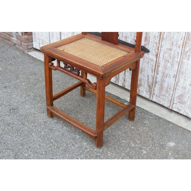 19th Century Antique Carved Elm Wood Chinese Chair For Sale - Image 5 of 13