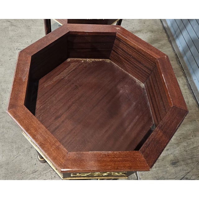 Early 20th Century Pair of Mahogany Empire Style Columns Cellarettes or Plant Stands Bronze Accents For Sale - Image 11 of 12