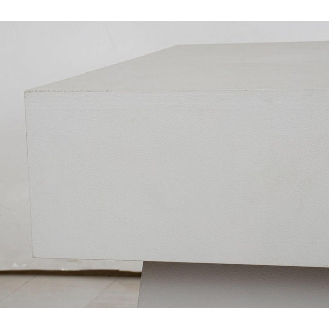 Modern Geometric White Wood Side Table For Sale - Image 4 of 5