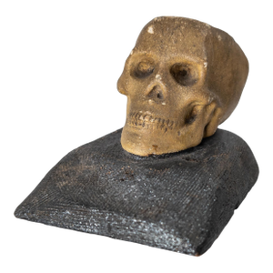 19th Century Folk Art Memento Mori Skull Form Match Holder