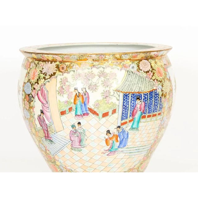 Qing Dynasty Canton Famille Rose Vases on Stands, China, 1950s, Set of 2 For Sale - Image 4 of 18