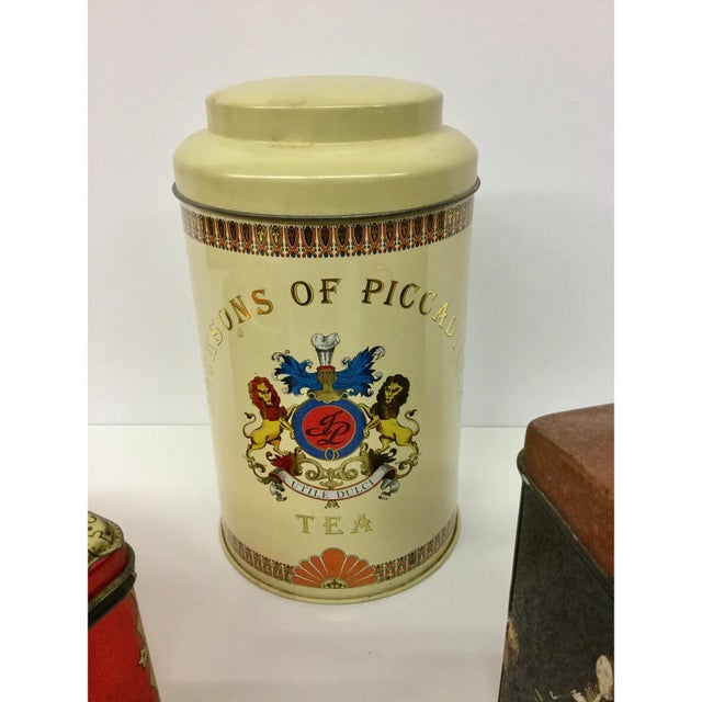 Vintage Tin Tea Canisters - Set of 3 For Sale - Image 4 of 11