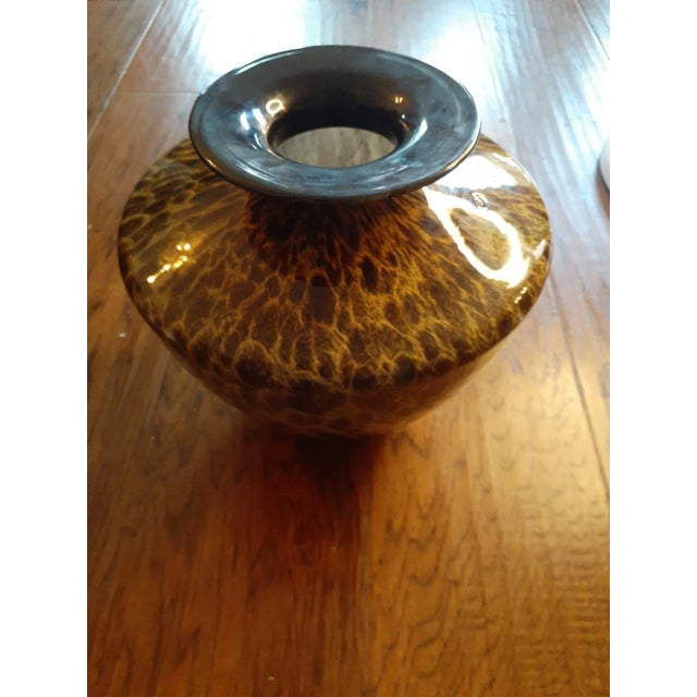 Vintage Azzurra Vetreria Glass Squat Vase, Made in Italy For Sale - Image 4 of 7
