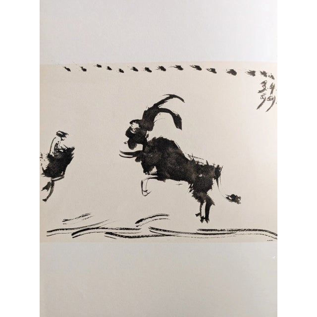 Pablo Picasso - Bull and Matador, Double-side Original lithograph after a drawing dated in the stone: 3.4.59 extracted...