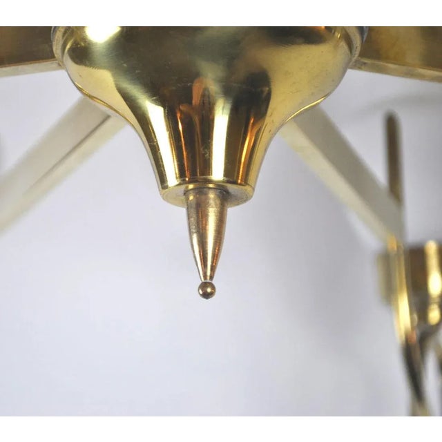 Mid-Century Brass and Opaline Glass Chandelier, 1950s For Sale - Image 13 of 15