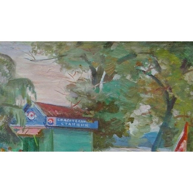 Campaign Soviet Era Oil Painting, Minskaya, Ukrainian Art, 1970s 56-99 For Sale - Image 3 of 6