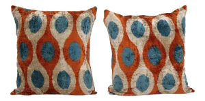 Silk Ikat Velvet Pillow - a Pair