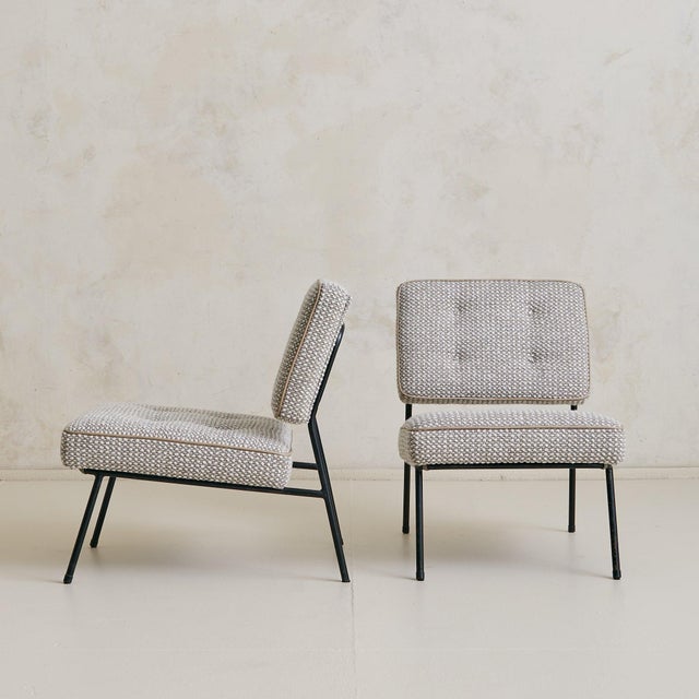 1950s French Lounge Chair in Woven Boucle Attributed to Pierre Guariche, 1950s - 3 Available For Sale - Image 5 of 11