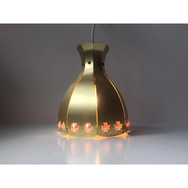 Vintage Danish Brass Pendant Lamp from Coronell Elektro, 1970s For Sale - Image 4 of 8