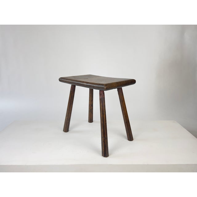19th Century 19th Century English Primitive Oak Stool For Sale - Image 5 of 16