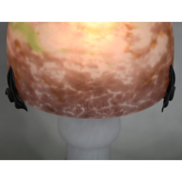 Metal French Art Deco Mushroom Table Lamp by Muller Freres - 1920s France For Sale - Image 7 of 7