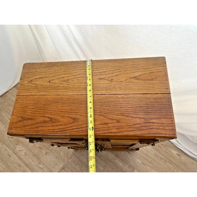 Antique Ice Box Three Storage Cabinets Oak Brass Hard to Find Petite Size For Sale - Image 11 of 12